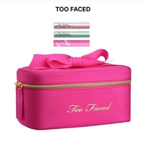 Too Faced Vibrant Pink Cosmetic Case with Bow